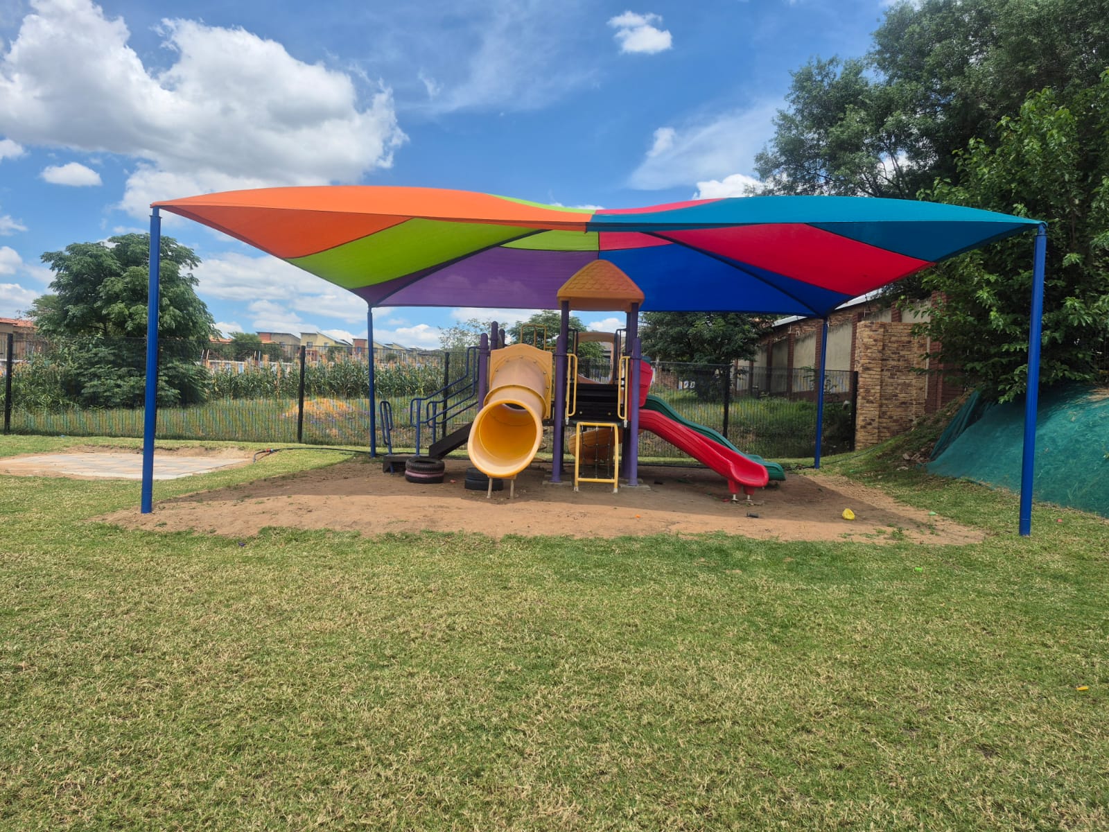 Colourful playground shadeport